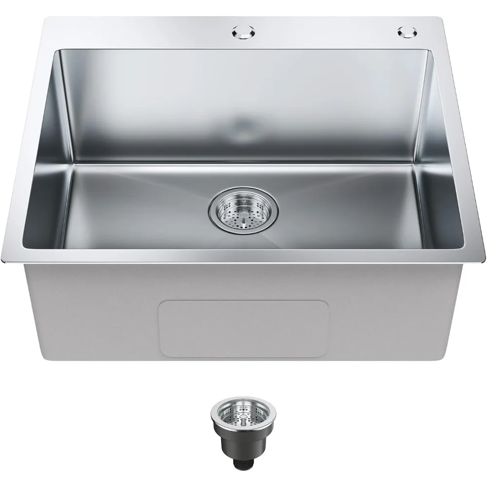 

Kitchen sink, stainless steel plug-in sink, top mounted single bowl basin and accessories, used for workstations and kitchens