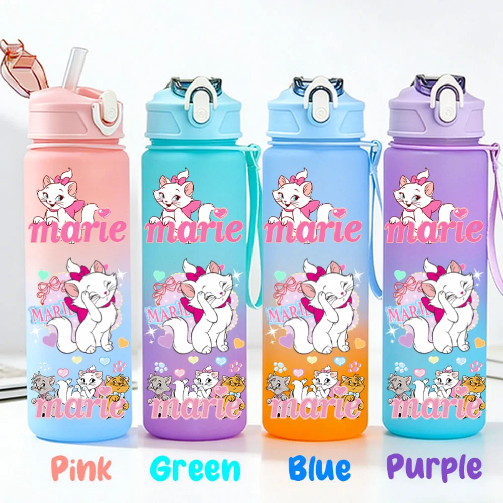 Drinking Water Tool Student Plastic Sports Water Bottle Gradient Straw Bottle For The AristoCats 750ml  Large Capacity Camping view 5