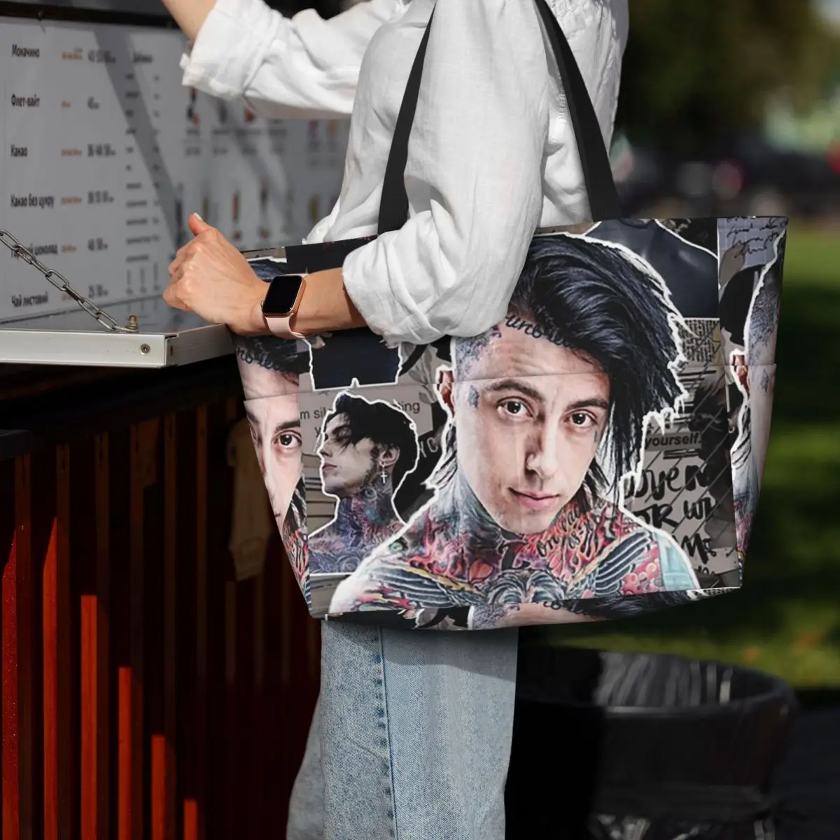 

Ronnie Radke Photo Collage High Quality Beach Tote Bag Sport Gym Yoga Duffle Large Tote Bag Women Travel Bag Fitness bag