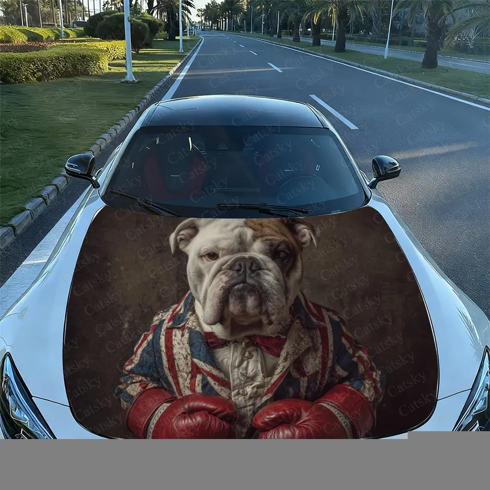 Bulldog Boxer Car Hood Decal Sticker - Durable Vinyl Wrap, Splash-Resistant & Easy Removal, Fit For All Cars - Automotive Access