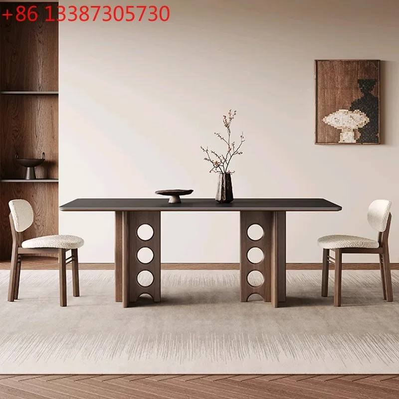 

Обеденный стол из массива дерева в ретро-стиле, для дома, небольшой квартиры, столовой, в стиле ваби-саби.