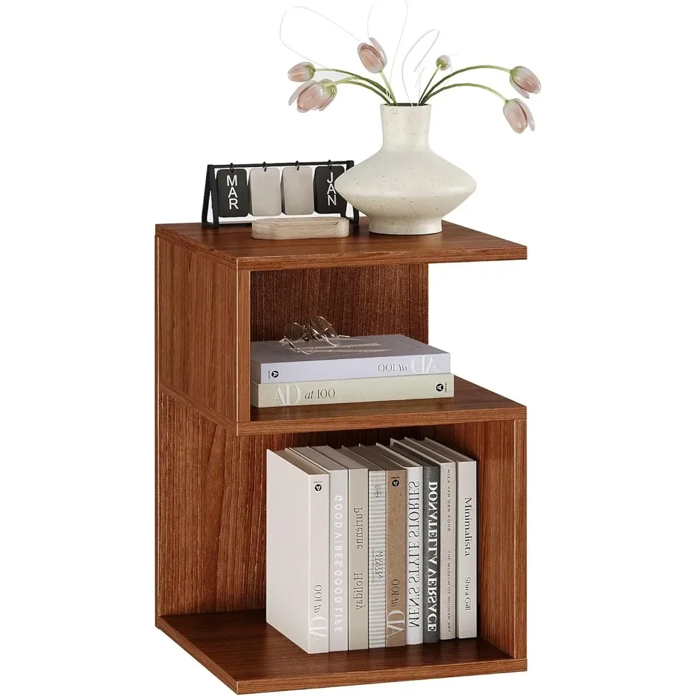 

3 Tier End Table - Minimalist 3-Tier Wood Nightstand for Small Spaces with Open Storage -Inspired Bedside Table for Bedroom