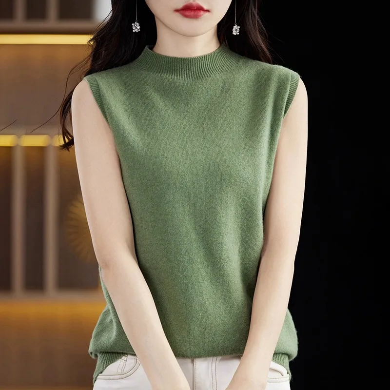 

Весенне-осенний женский вязаный шерстяной жилет Svel, однотонный костюм, внутренняя одежда, свободный крой, обычная длина