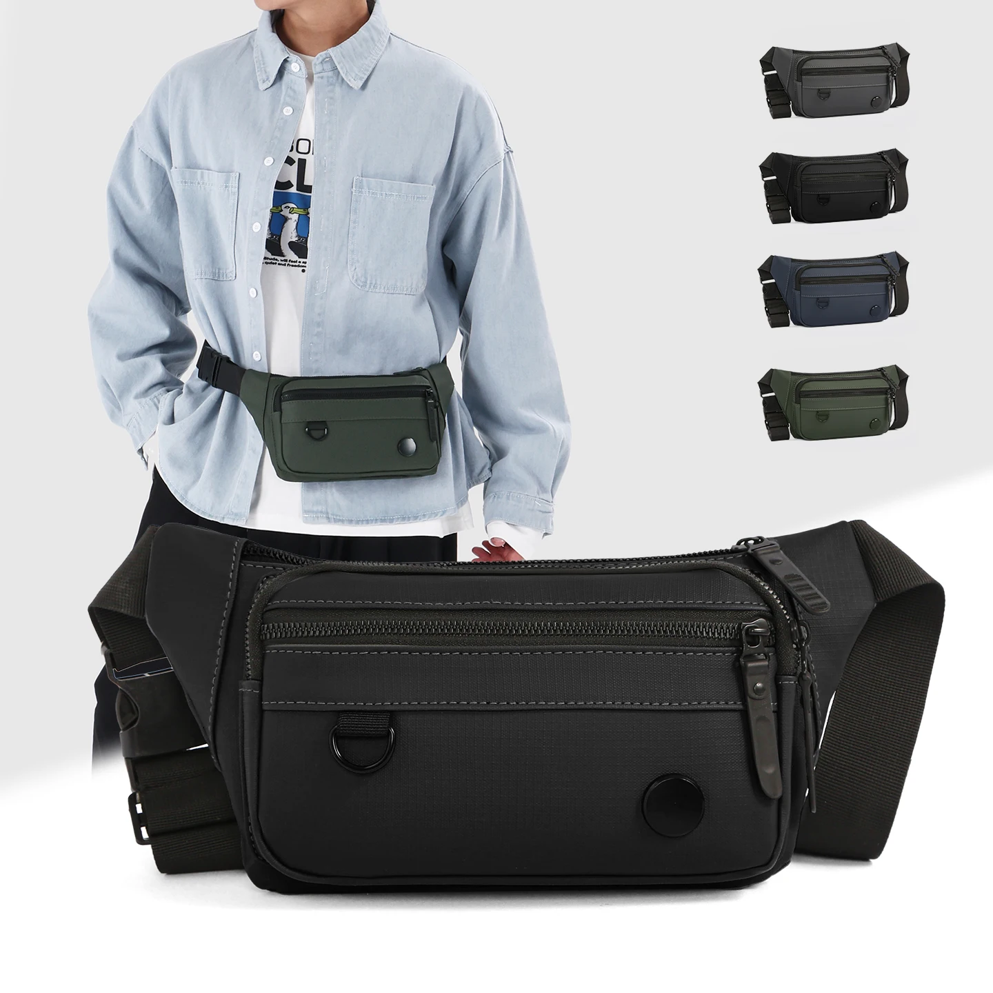 Multi-Pocket Chest Waist Bag for Men – Water-Resistant Nylon Sling for Motorcycle Climbing & Casual Carry