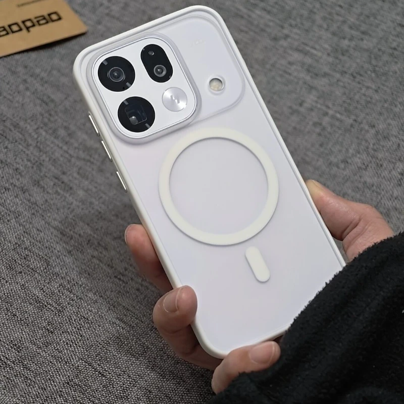 Hülle für OPPO Find X9 Pro Find X9S, einfache magnetische Hülle für MagSafe, Acryl, matt, transparent, hautähnliches Silikon, Handyhülle
