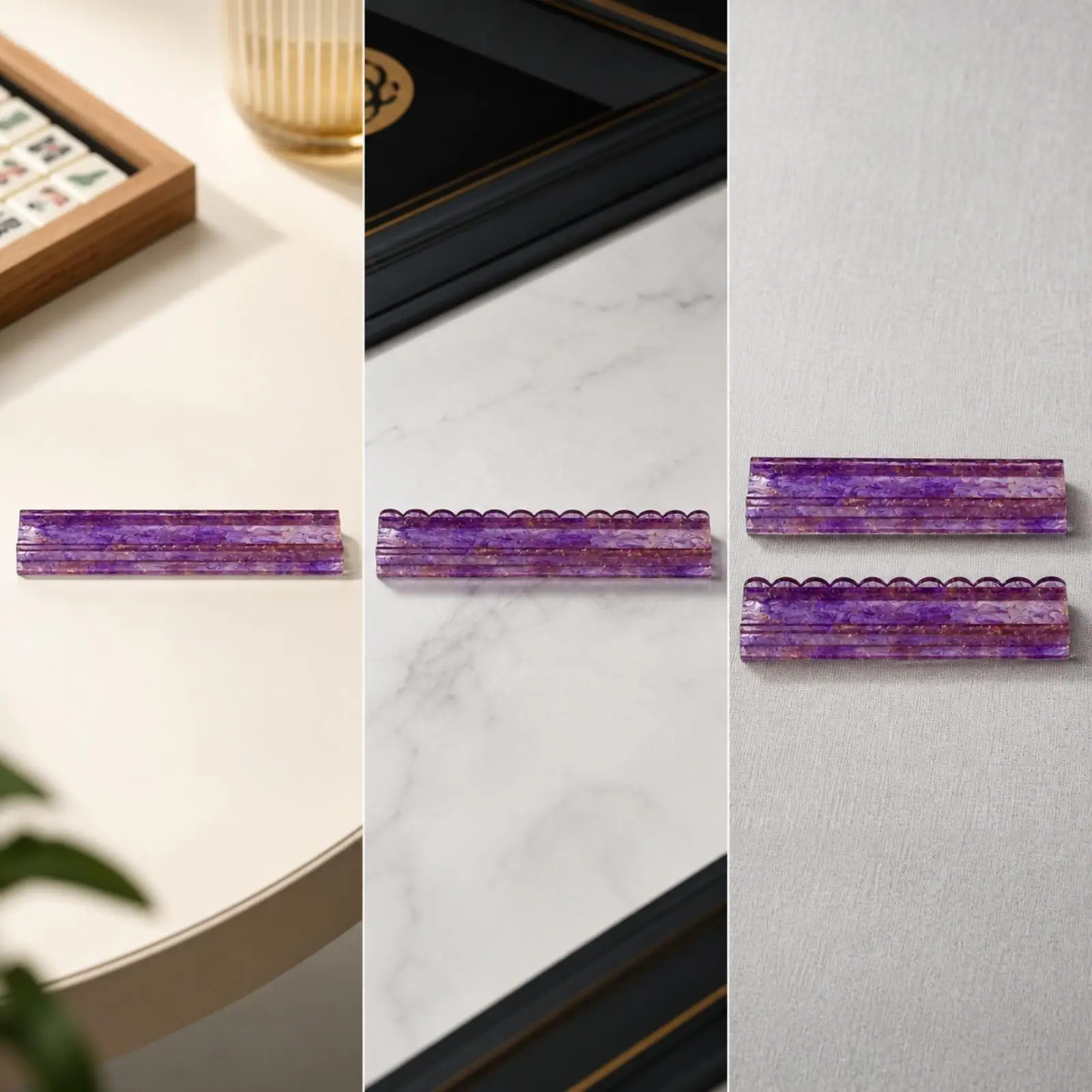 Mahjong Ruler for Tile Pushing Acrylic Game Accessory Elegant Lilac Finish for Entertainment Gatherings