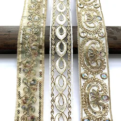 2m/6.56ft each Pack big wide organza embroidery trims lace flower curtain accessory handmade DIY craft curve dress decorations