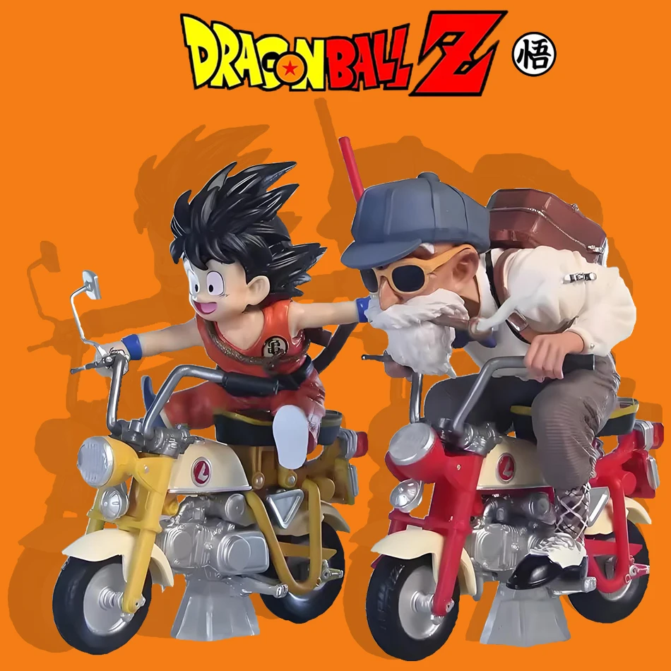Figurine d'action en PVC Dragon Ball Z Son Goku Maître Roshi Kame Sennin sur moto, 13 cm, modèle de collection anime, décoration de bureau