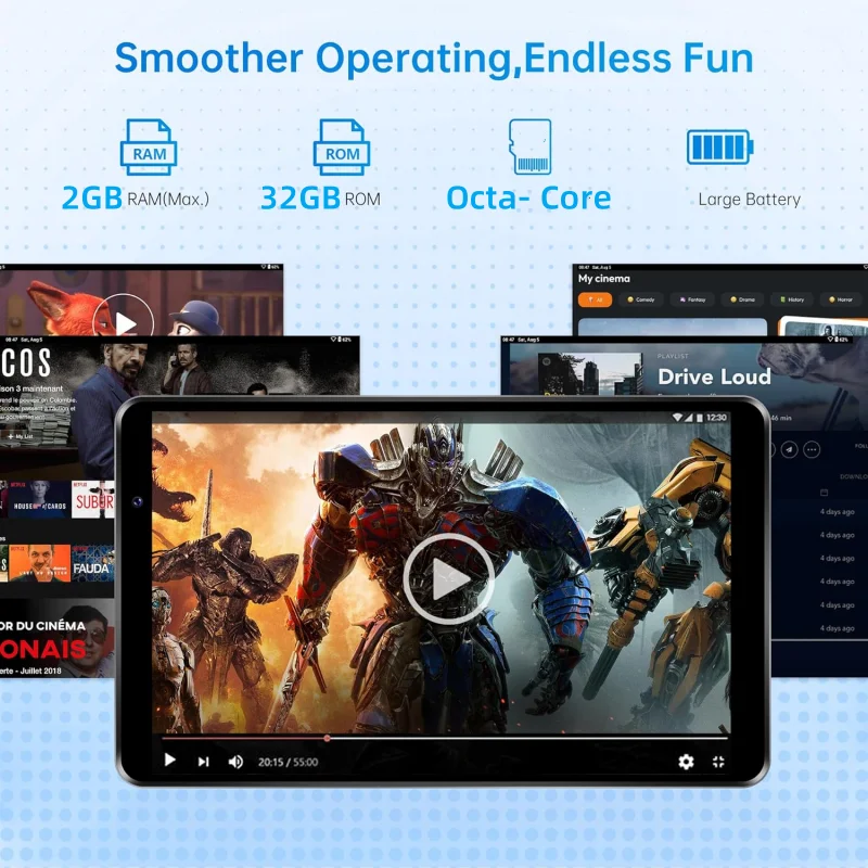 8 INCH T10 2GB RAM 32GB ROM MTK8167 H870 Android 7.0 Tablet PC Octa- Core Dual Camera WIFI 1280x800 Pixels 4000mAh