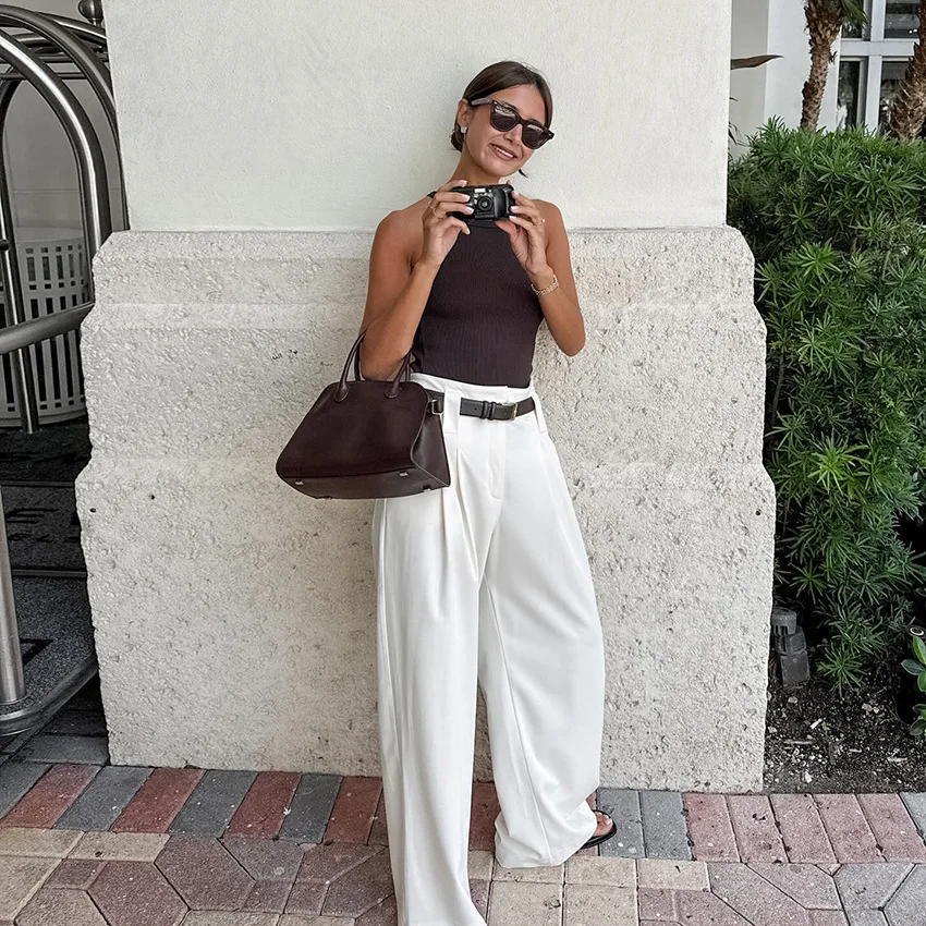 BKLD Solid Color New White High Waisted Loose Casual Pants Summer 2025 Fashion Commuting Pants Trousers Clothes For Women
