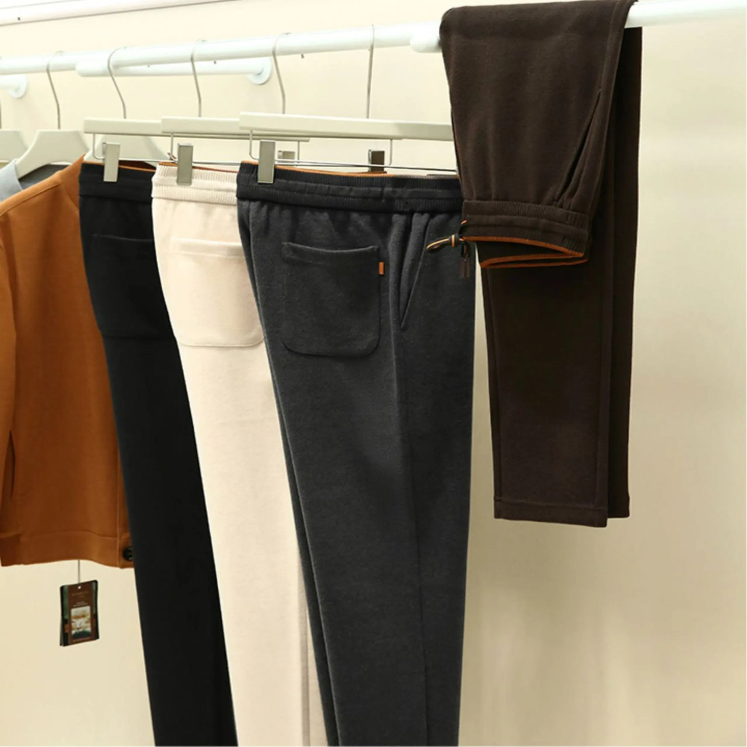 

Italian Luxury Men's Woolen Casual Pants High-Class Commuter Straight Leg Polyester Blend Warmth Comfortable Autumn Faion