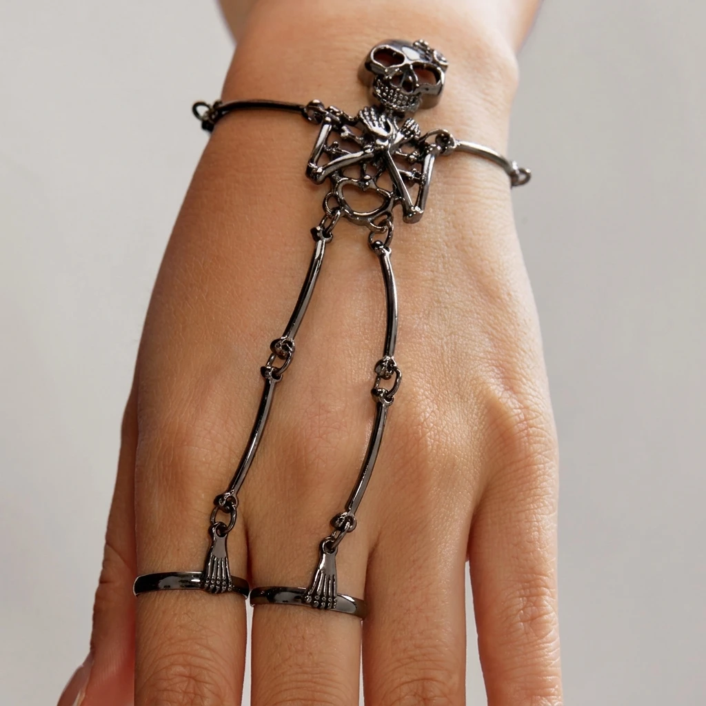 Gothic Skeleton Hand Chain Bra - Gothic Skull Ring 评论和价格