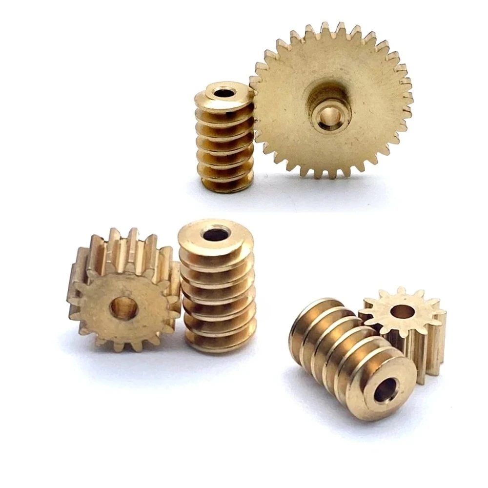 0.5M Copper Worm Gear Drive Combination 12/15/16/18/32 Teeth 2/3MM 2MM Step Hole DIY Model