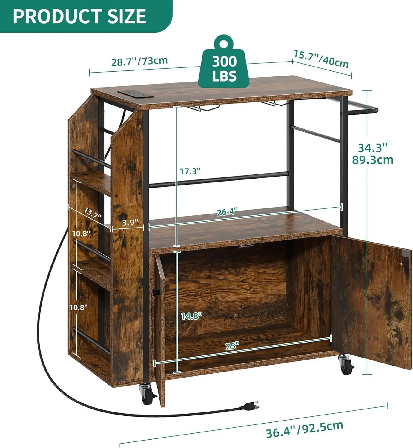 Yitahome Mobile Kitchen Island Cart With Power Outlet, 33 Inch Rolling Kitchen Cart With Storage, Small Serving Utility Carts