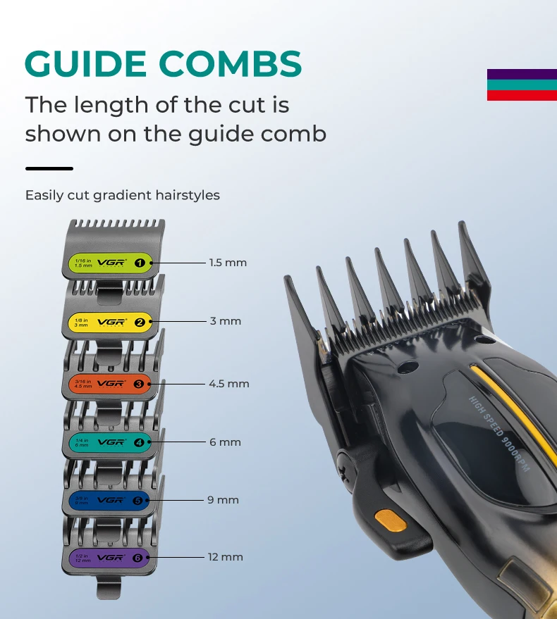 VGR Haarschneidemaschine für Männer, mehrfarbiger Haarschnitt, wiederaufladbar über USB, hochwertiger Trimmer, professionelle Friseurmaschinen V-026