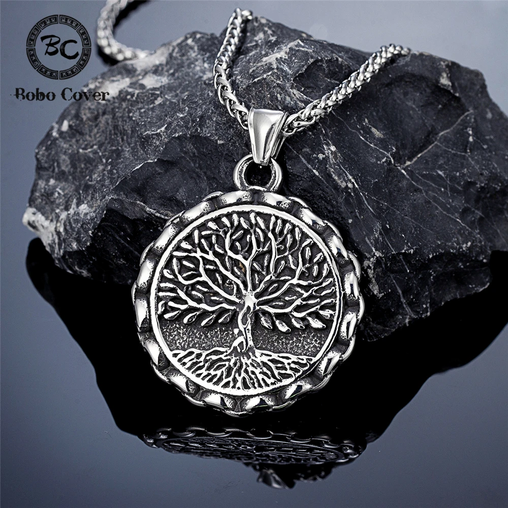 Vintage Norse Mythology Tree of Life-Yggdrasil Necklaces Men Cabala Stainless Steel Pendant Yoga Talisman Charm Female Jewelry