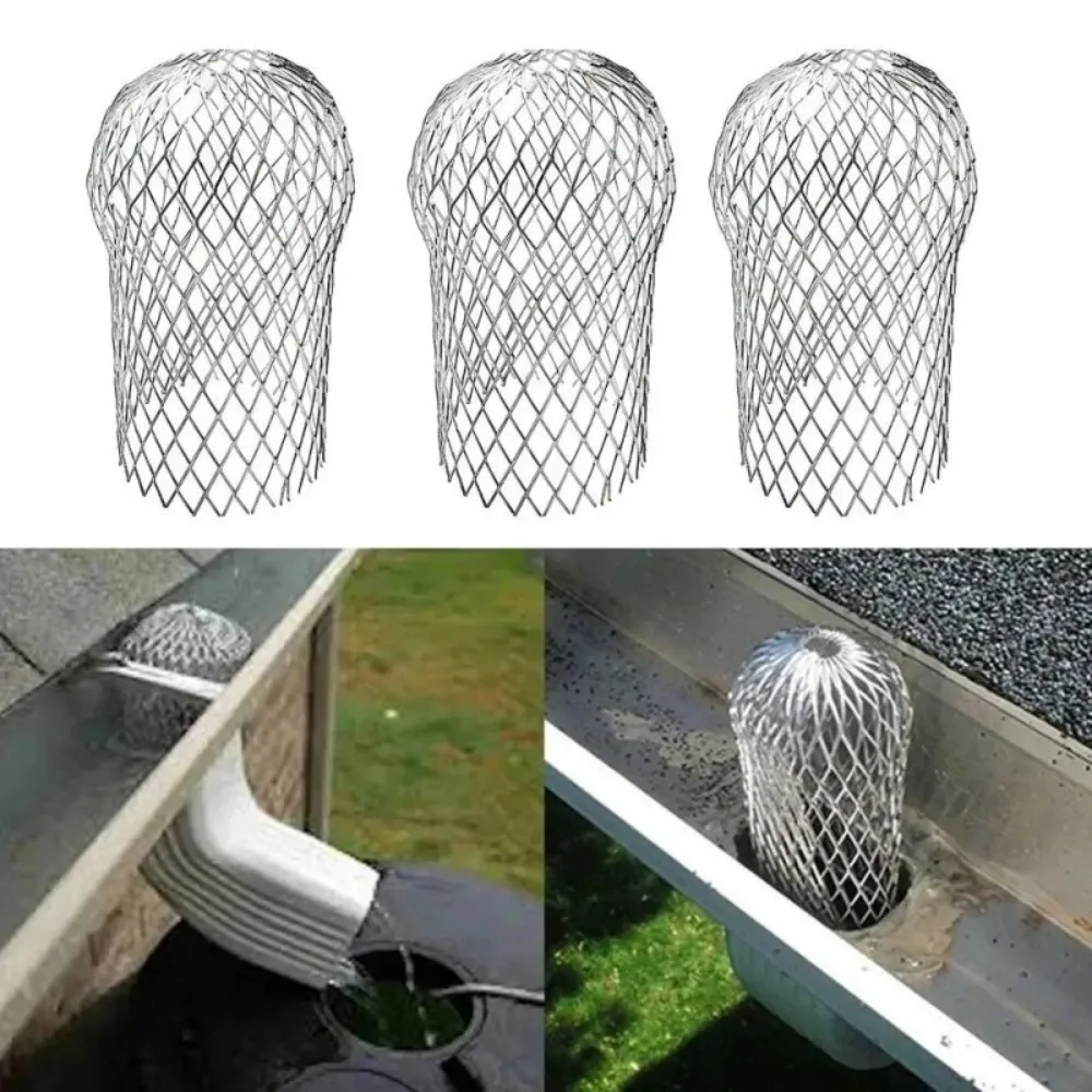 4pcs Expand Aluminum Gutter Filter Mesh Foldable Screen Anti-Blocking Filter Rustproof Silver Eaves Roof Drainage Pipe