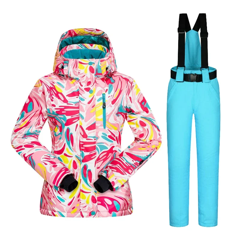 New Ski Suit Women's Winter Female Snowboard Jackets and Pants Warm Waterproof Winproof Female Outdoor Skiing Overalls