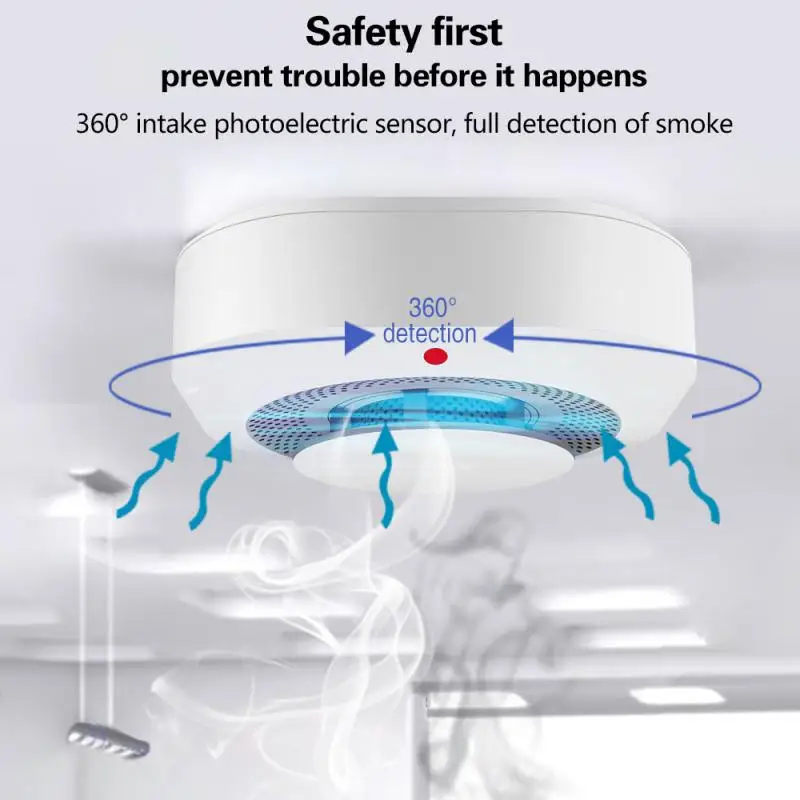 TAIBOAN-Detector de humo inteligente con WiFi, Sensor de alarma de sonido, inalámbrico, Control por aplicación, seguridad del hogar para TUYA Smart Life