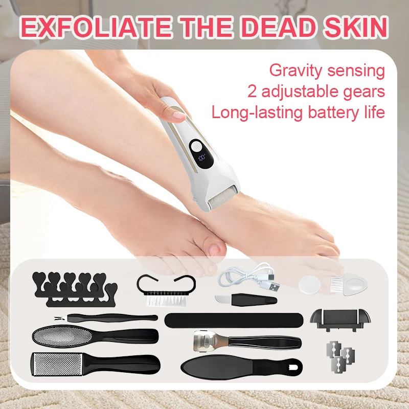 USB Powered Rechargeable Electric Foot Grinder Callus Remover with Adjustable Speeds for Men & Women's Pedicure