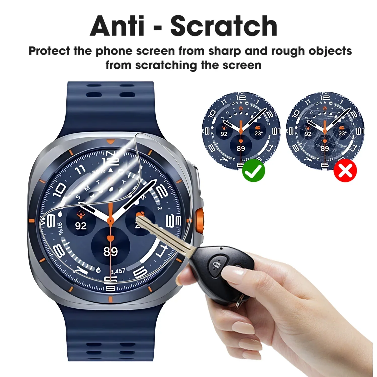 Película de Hidrogel Flexível para Samsung Galaxy Watch 8 40/44mm, Protetores de Tela TPU Macio Anti-riscos para Samsung Watch8 Classic