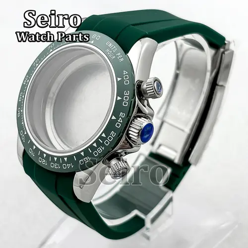 39MM Sapphire Glass Watch Case Rubber Strap Rose gold Silver Watch Accessories Parts for Daytona VK63 Movement Men 29.5MM Dial - Image 8