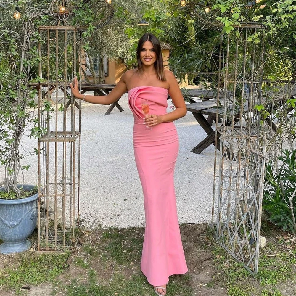 Personalizado Jiayigong Simple sin tirantes vaina cóctel flores plegable ocasión vestido de noche vestidos de noche de lujo para mujeres 2023