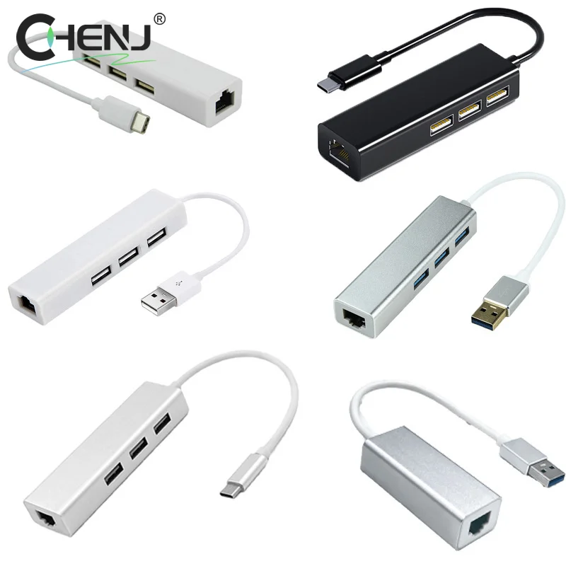 Ethernet Adapter 1000Mbps USB Type C To RJ45 For Chromecast 4K TV Network Card For MacBook Switch PC Windows Android HUB
