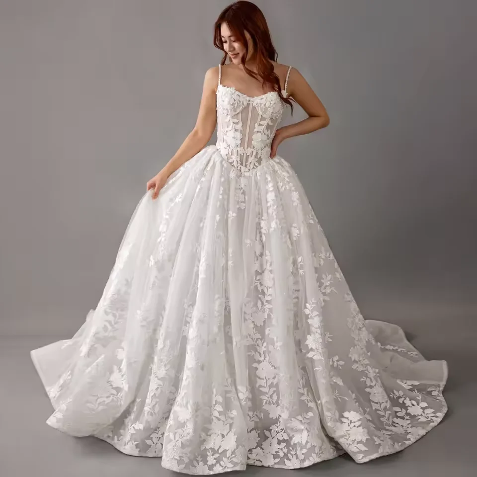 Customized Sleeveless A-Line Lace Wedding Dress 2026 Sweetheart Appliques Pearls Bride Gown Princess Vestido De Novia