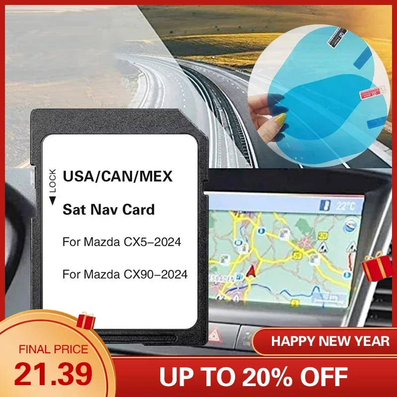 

Navigation SD Card for Mazda CX-5 CX-90 Latest Update 2023 Sat Nav Map USA CAN MEX 16GB GPS Accessories with Anti Fog Sticker