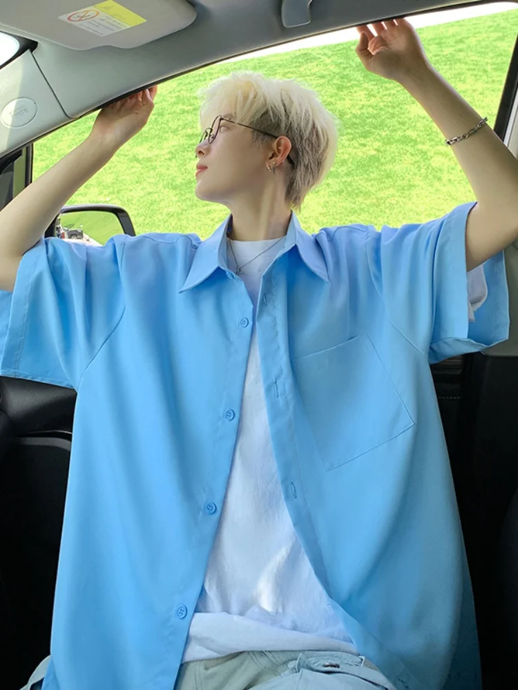 

American Retro Men's Shirt Summer Thin Loose Five-Sleeve Flowing Style Fashionable Versatile Handsome Breathable Lightweight ...