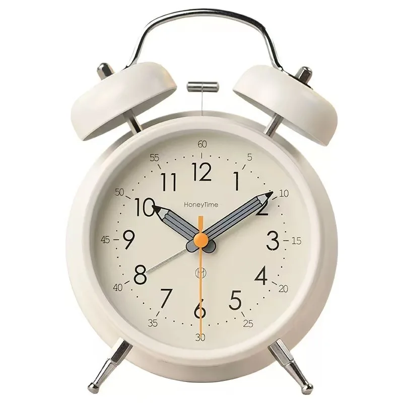 The wake-up device - a metal alarm clock. Perfect for school and work. An intelligent mechanical silent clock with an oversized