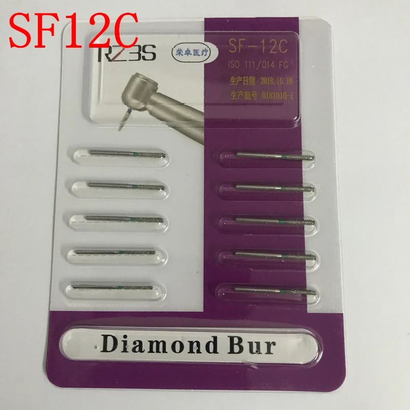 10 x 10pcs/pack Dental Diamond Burs Dentist Burs SF Series for High Speed Handpiece Diamond Dentist Grinding Tool Grinder SF-11