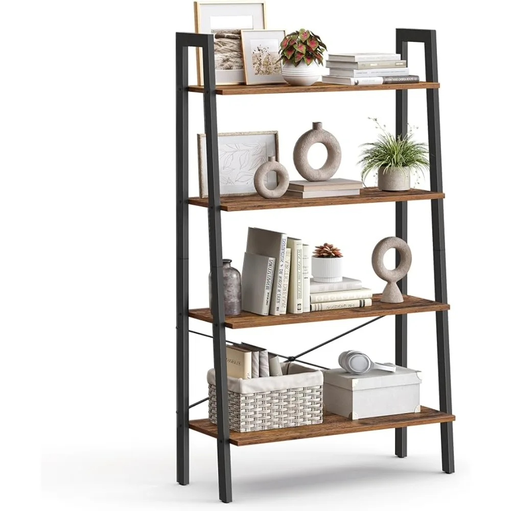 

Bookcase With Steel Frame Kitchen Accessories Storage Rack Shelf 4-Tier Bookshelf Freight Free & Organization Home