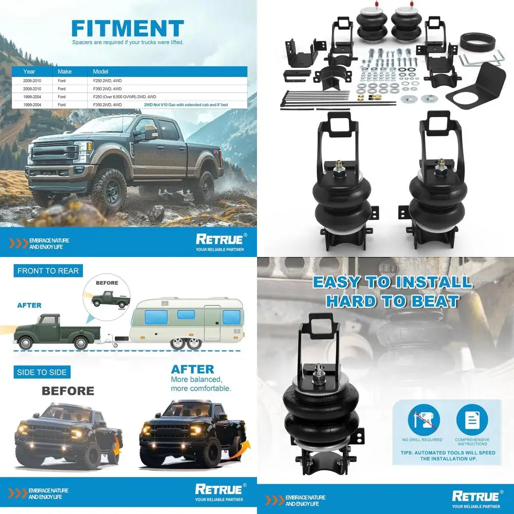 

Комплект подвески задних подушек безопасности для буксировки грузовиков Ford F250 F350 1999-2004 гг., 2008–2010 гг., грузоподъемность 5000 фунтов, замена