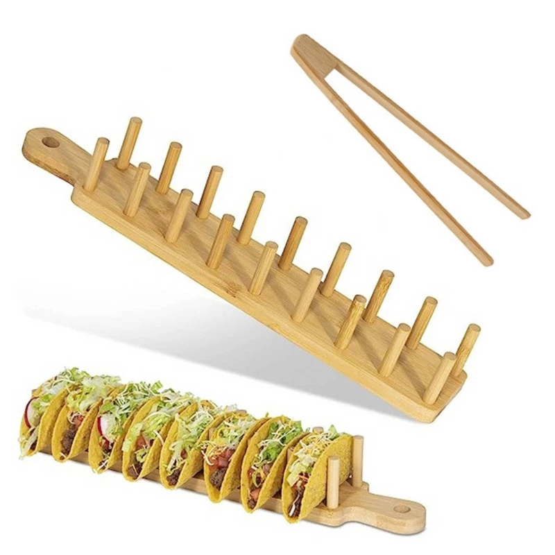 Houten Taco's Houder Mexico Voedselrek Schelpen Tacos Stand Taart Voedsel Houder Tacos Rek Hout Materiaal Keuken Accessoires