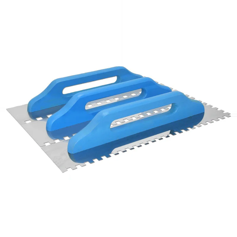 Wooden Handle Plastering Tiling Scraping Pulp Pull Slot plaster Scraper Stainless Steel Square Tooth Trowel