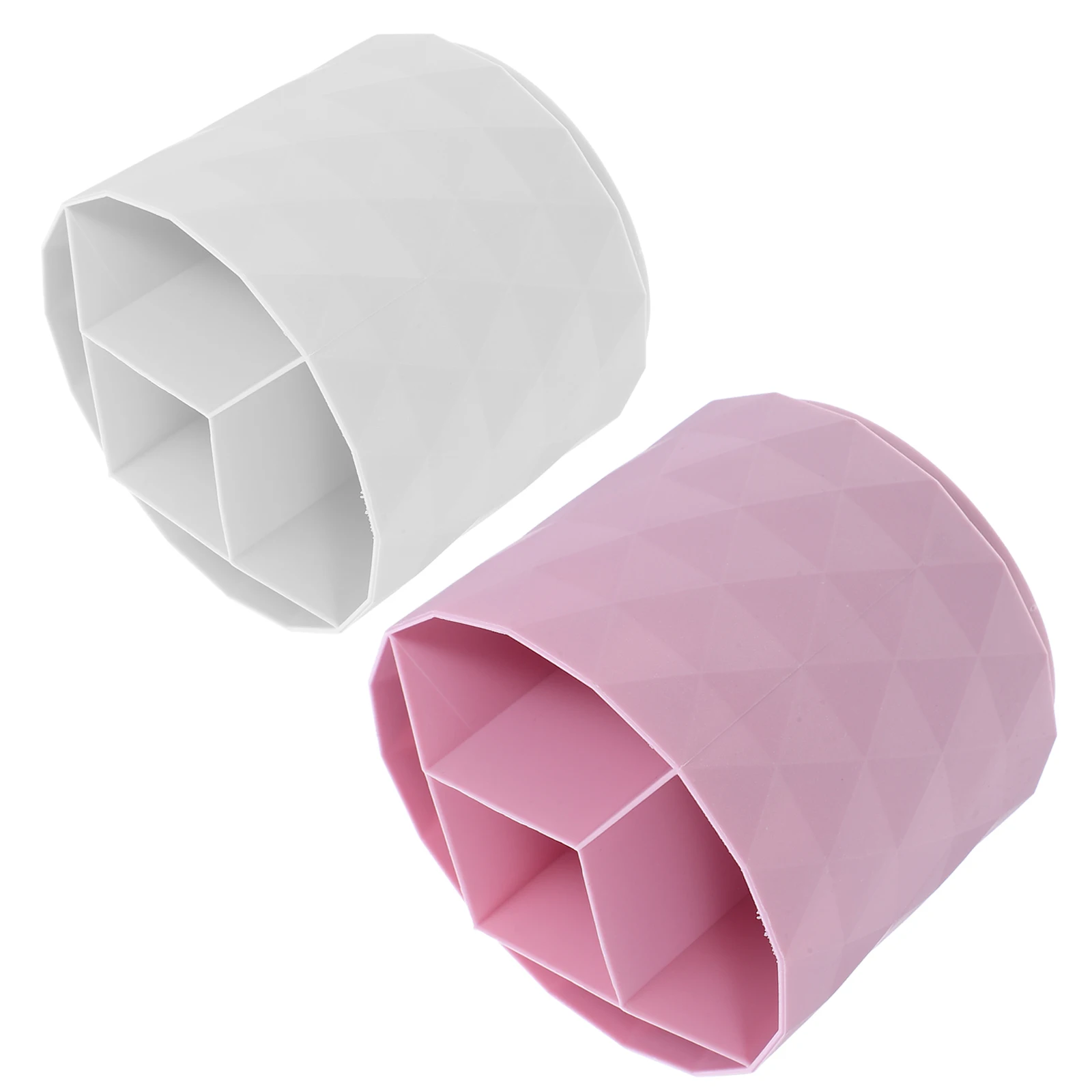 

2pcs Rotatable Makeup Brush Organizer Spinning Pen Cup For Desk Vanity Plastic Brush Stationery Holder With Dividers
