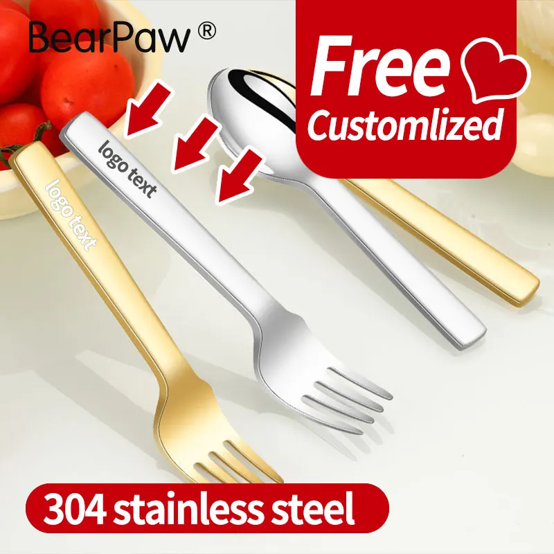 

10Pcs Free Engraving 304 Stainless Steel Baby Spoon and Fork Set,Custom Name Kids Cutlery for Infant Feeding, Birthday Gifts