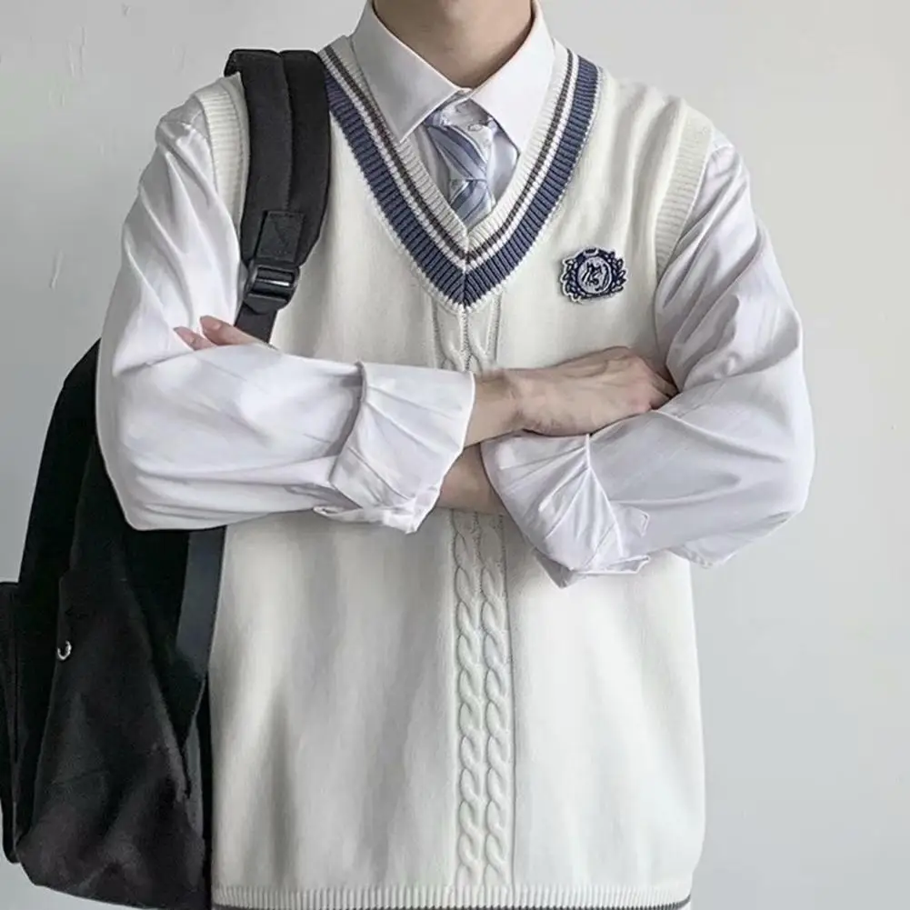 

Sweater Vest Sleeveless Breathable Warm School Boys Uniform Pullover Sweater Vest Knitting Vest for School