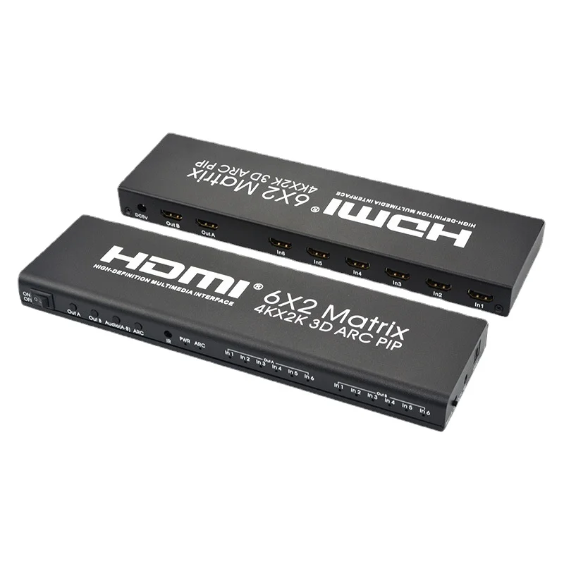 Factory Direct HDMI Matrix 6x2 - HD Switching Distributor with 6 Inputs 2 Outputs, Picture-in-Picture, ARC Audio Return