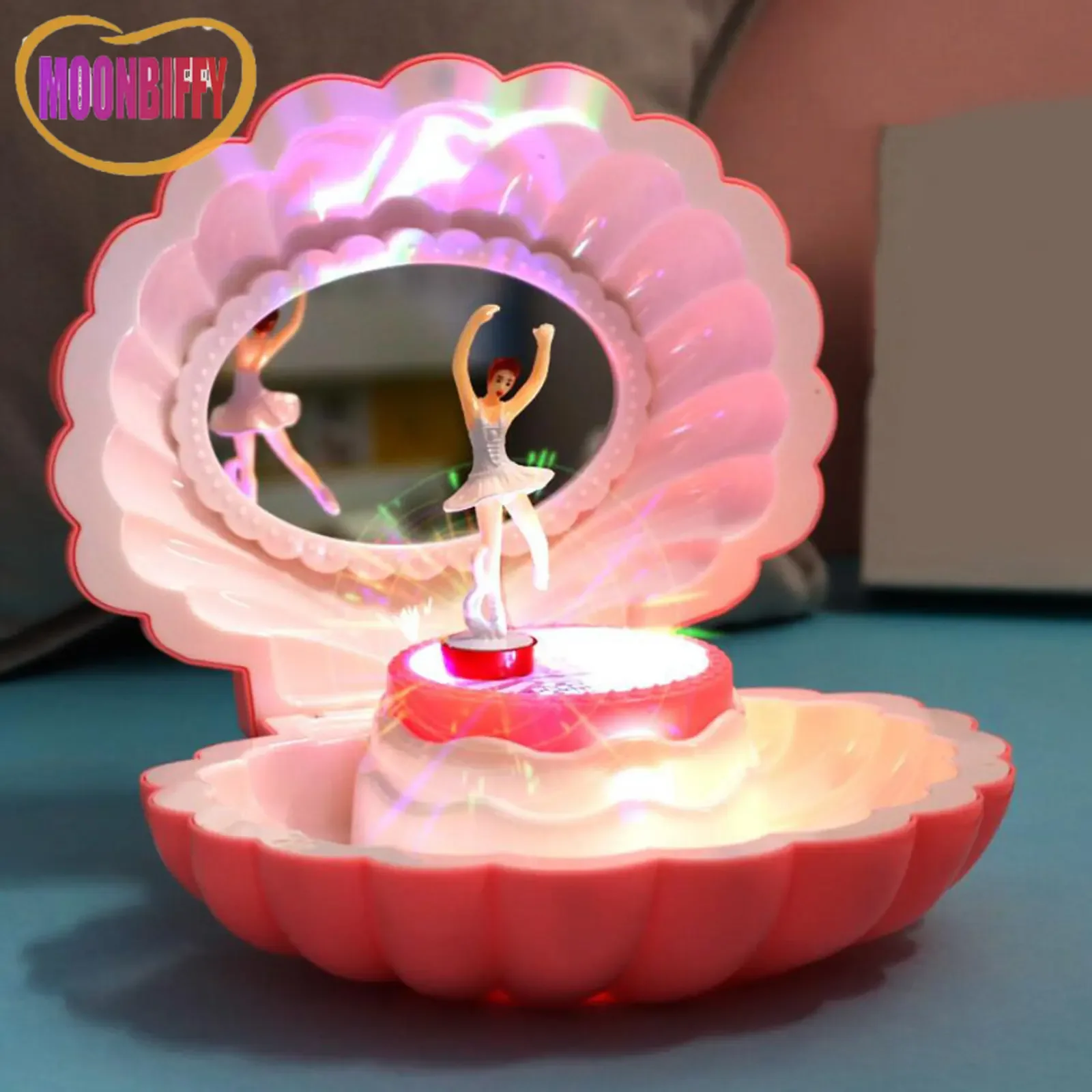 

Shell Shape Ballet Girl Music Box with Light Classic Retro Melody Gift for Birthdays Holidays Wedding and Parties Decorative