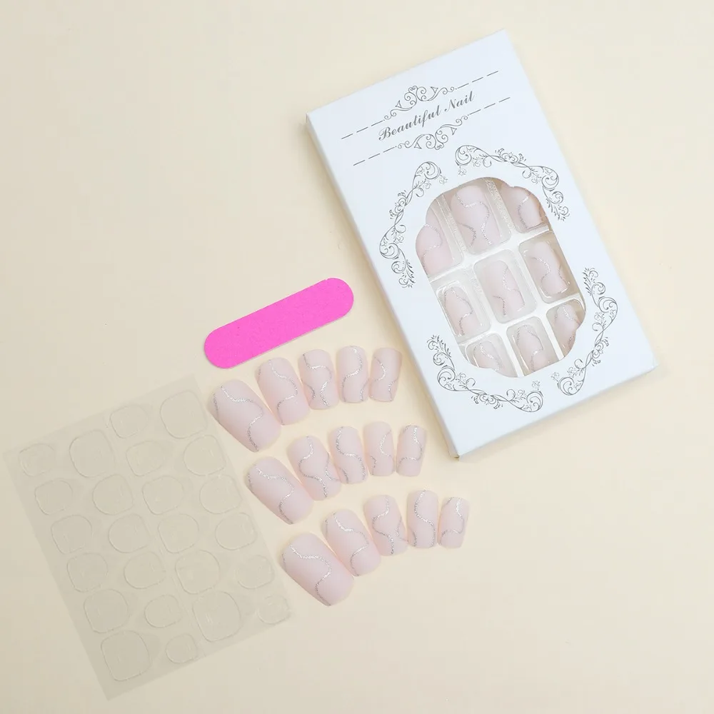 Detachable Wearable Manicure French Fake Nails Square Head Full Cover Press on Nails False Nail Women