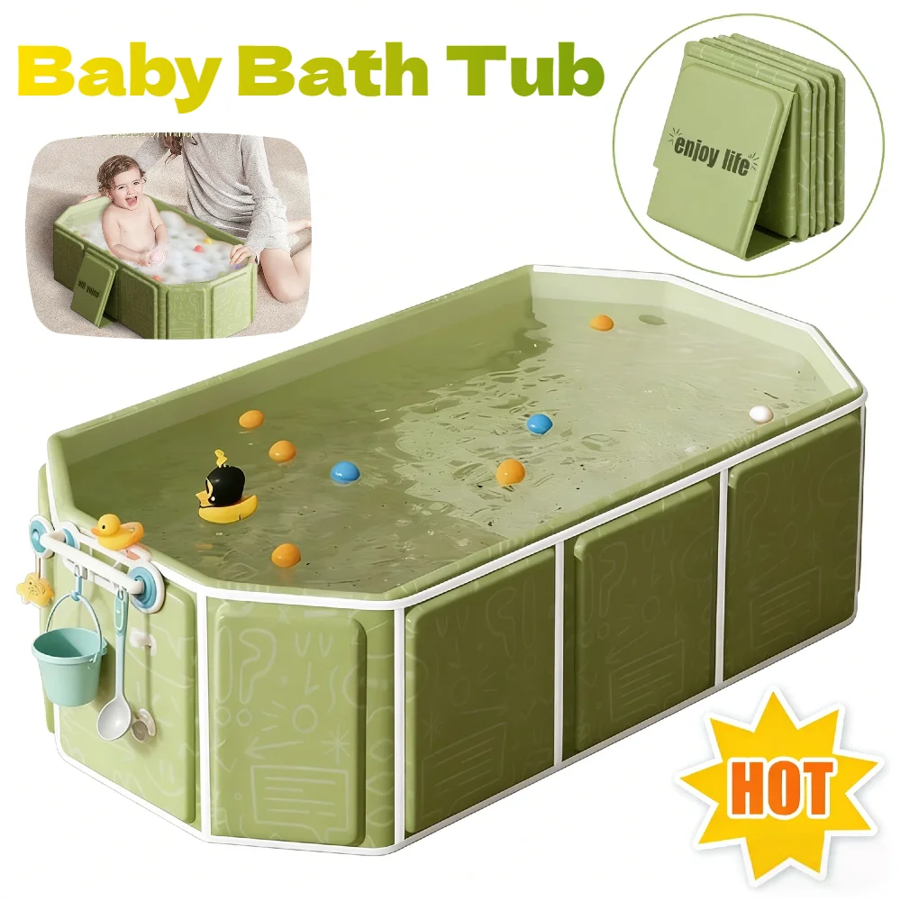 

Foldable Infant Toddler Bathtub 29.53x17.72x9.84in Spacious Bath Tub with Off-Ground Drain Triangular Stable Support Design