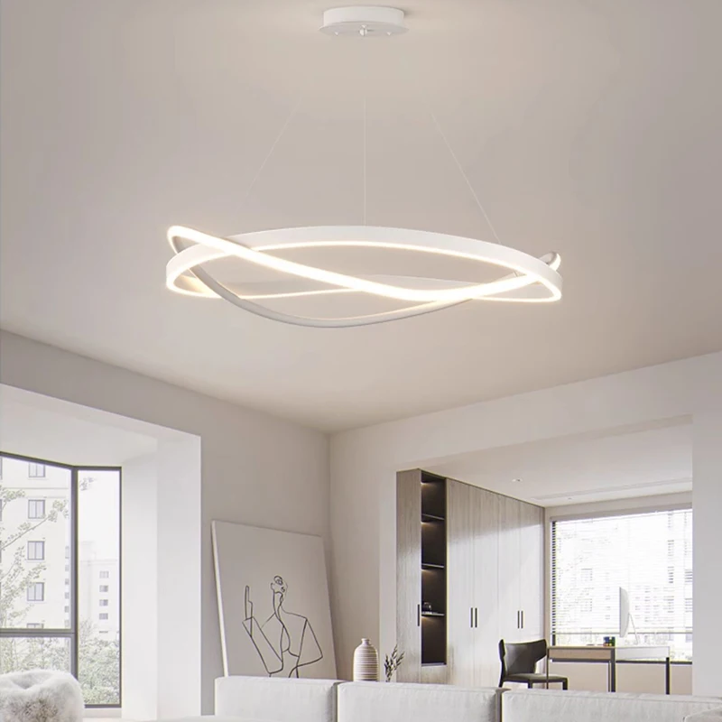 LED Chandelier Ring Black/White Home Chandelier For Living Room Dining Room Bedroom Kitchen Ceiling
