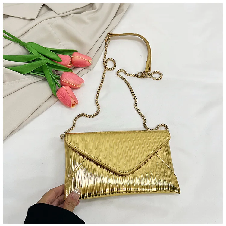 Retro Patent Leather Shoulder Bag for Women Luxury Flap Small Square Bag Fashion Underarm Crossbody Bag Ladies Handbag Purse Sac