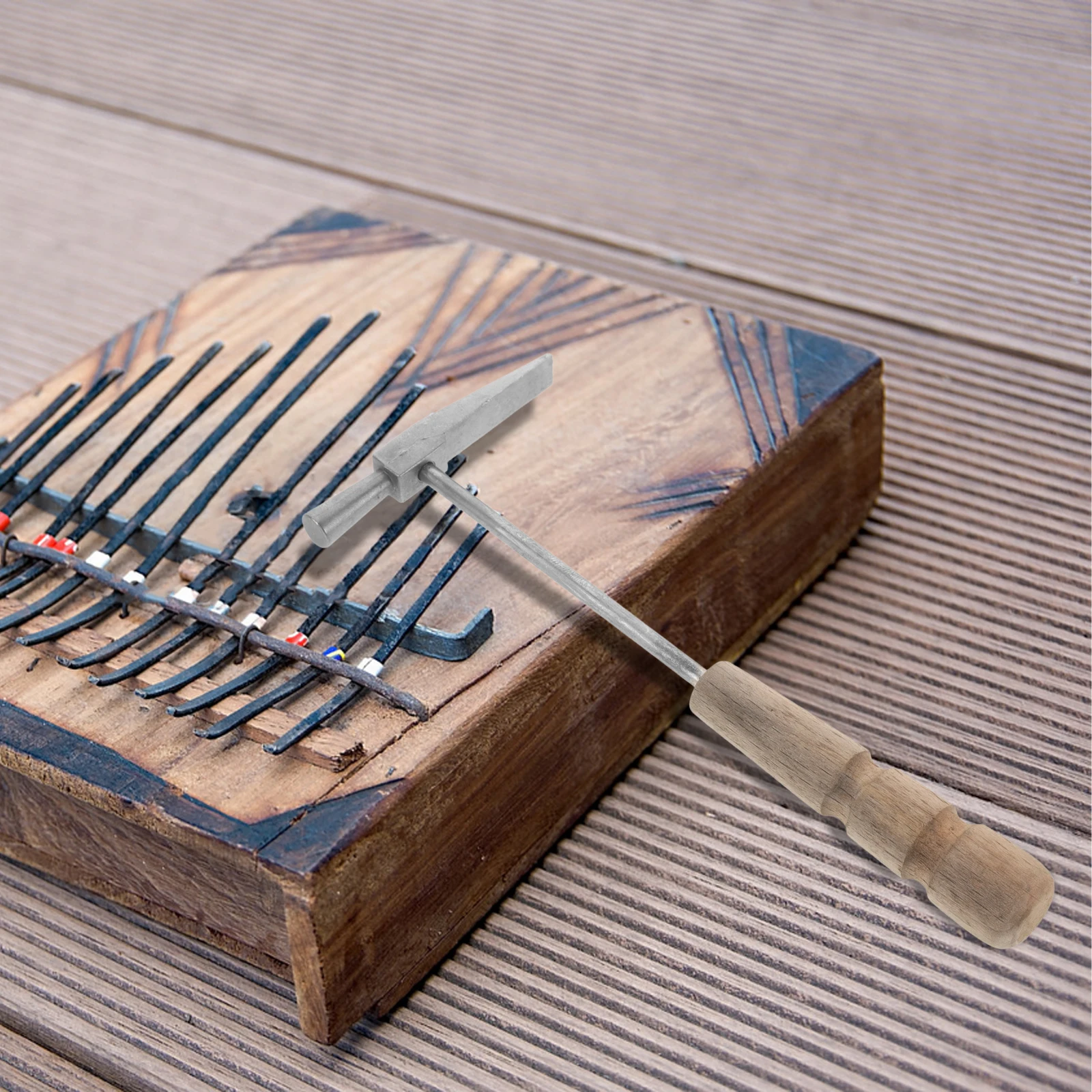 

Kalimba Tuning Metal Thumb Accessory Wooden Handle Precise Pitch Adjustment Portable Guitar Repair Tool Nail Punching Tuning