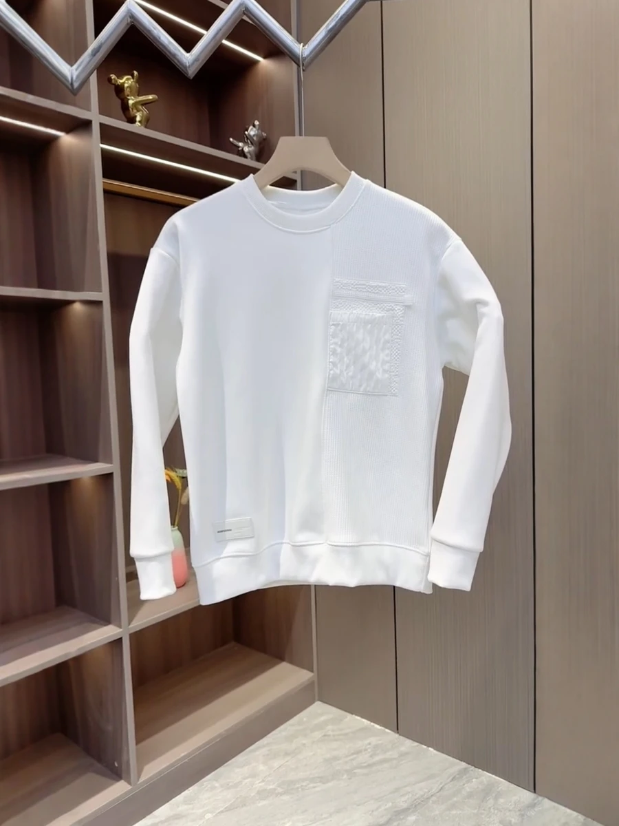 

2025 New Men's Faion Simple Luxury Artistic Warm Design Hoodie Casual round Ne Overhead irt Youth Middle Age Warmth