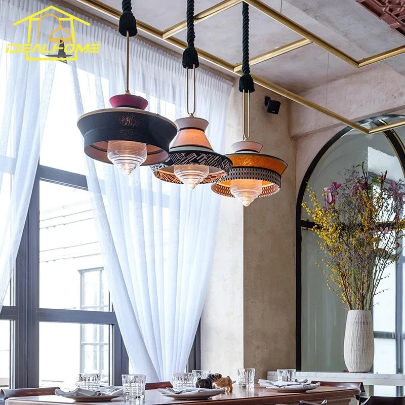 Japanese Minimalist Wabi-sabi Fabric Art Decorative Pendant Lights LED E27 Modern Interior Lighting Restaurant Bedroom Homestay image 4