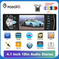 Podofo Car Radio 1 din Car MP3 4.1'' HD Touch Screen Player with Bluetooth FM Radio Receiver  Support TF/USB Rear View Camera